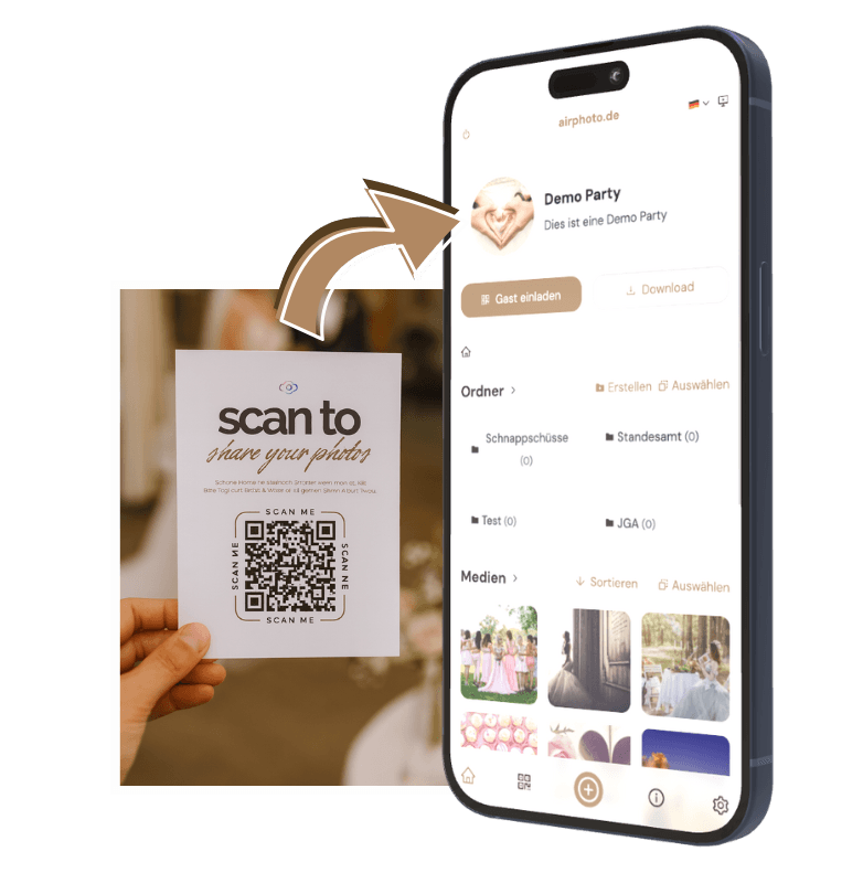 QR Code scannen und Fotos sammeln